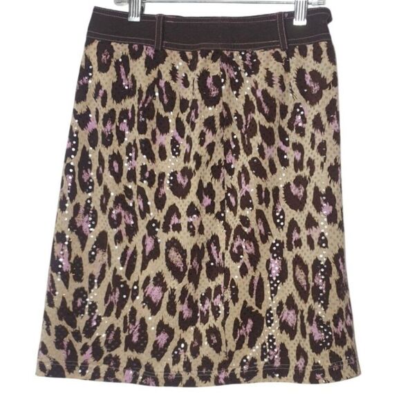 Ivu Janey Womens Leopard Print Skirt Size 4 Sequin Fairycore Y2K Trendy Glam - Picture 2 of 6